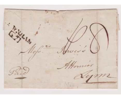 Great Britain 1816-Postal History-Wrapper posted to Lynn-manuscript paid and on indistinct 2 line black cancel wrapper dated 