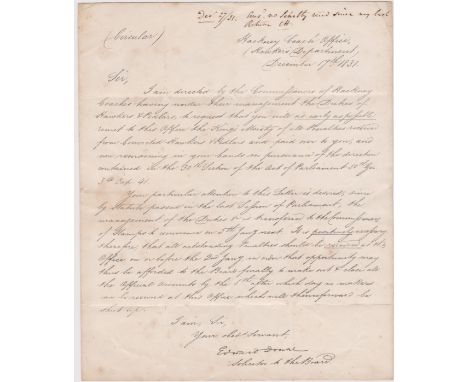 Great Britain 1831-Postal History-EL in the form of a printed circular dated (Dec17th 1831) from the Hackney Coach Office Haw