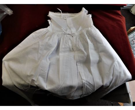Hand Sewn Victorian Sleeveless Christening Dress/Petticoat in fine cotton-pin tucks frill hem with foggoting and bobbin lace 