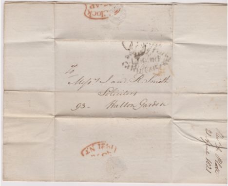 Great Britain 1821-Postal History-EL dated (20th April 1821) Abbots Langley ported to London manuscript 2-un paid receiving h