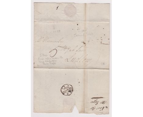 Great Britain 1789-postal history-Wrapper dated (30.11.1879) posted to Ludlow-manuscript 5-with double ring No.3089 on revers