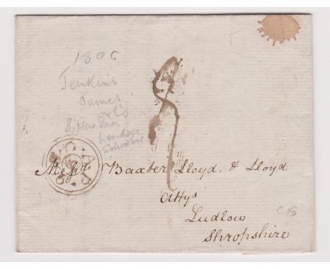 Great Britain 1806-Postal History-EL dated (9.4.1806) posted from London to Ludlow-double ring AP C9 1806 cancel