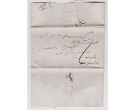 Great Britain 1824-Postal History and Social History-EL dated (27th July 1824) Islington posted to Norfolk - contains names, 