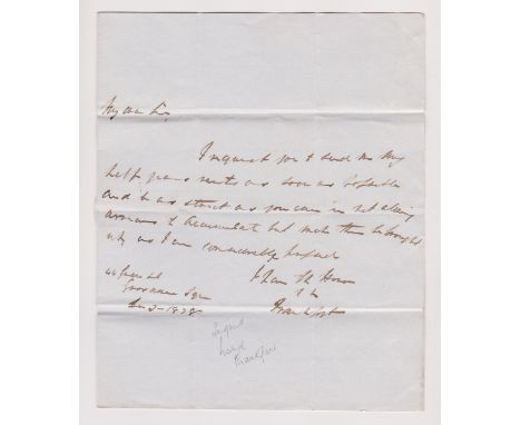 Great Britain 1838-Postal History-EL dated (3rd Dec 1838) London posted to Ireland-manuscript 1/4-black single ring N/DE3/183