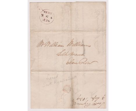 Great Britain 1839-Postal History-EL dated (9th Sept 1839) London Bank Street posted to Bank Row-manuscript 1-black single ri