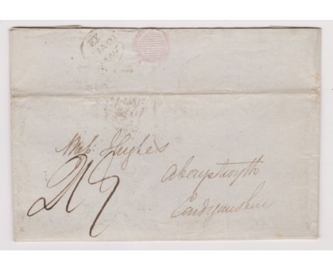 Great Britain 1839-Postal History - EL dated (Jan 21st 1839) posted to Aberystwyth, manuscript 2/9-single ring EX/JA21/1839 c