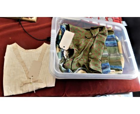Clothes-(5) Blouses-(2) dresses (1 with Hole)-(1) light weight kimono/dressing gown (floral)