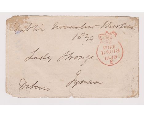 Great Britain 1839-Postal History-folded letter front posted within Dublin manuscript Dublin November 13-1839-red crown free 