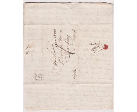Great Britain 1824-Postal History-EL dated (12th July 1824) London posted to Docking Norfolk-cancelled with black penny post 