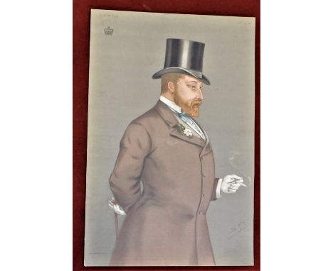 Portrait (Vanity Fair) - coloured print of King Edward VIII in top hat and tails (As P.O.W) artist Spy- Dec 14th 1878-measure