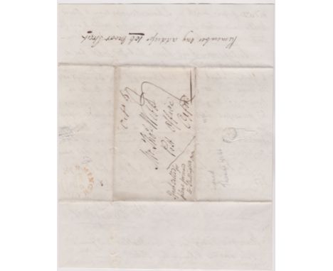 Great Britain 1835-Postal History-EL dated (Oct 6th 1835) Birmingham posted to Oxford Post Office-manuscript 9 and red Birmin