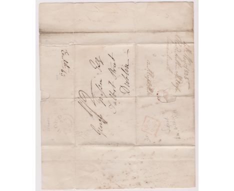 Great Britain 1825-Postal History EL-dated (4th Nov 1835) Stroud posted to Dublin-manuscript 1/2-black Stroud/No4/1825 cancel