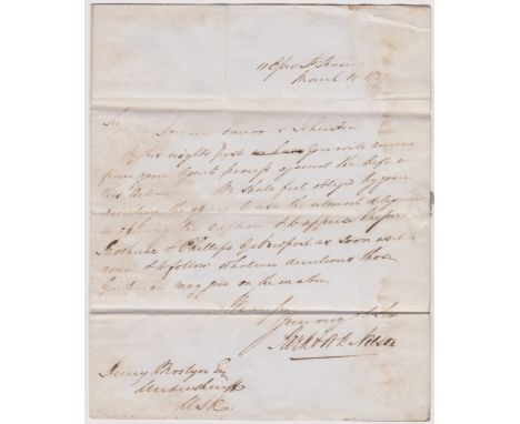 Great Britain 1837-Postal History- EL dated (March 19th 1837) Stroud posted to USK-manuscript 1/8-brown single ring EX/10MR10
