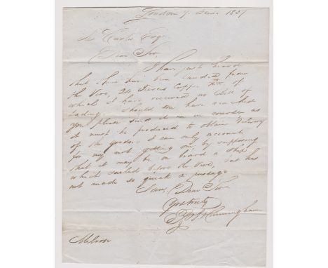 Great Britain 1837-Postal History-EL dated (9th June1837) London posted to Melrose-manuscript 1/6-boxed 1/2-black Maltese Cro