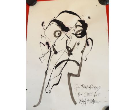 Ralph Steadman, "Head Only", original paint sketch on paper, inscribed "For Felix Dennis, Head only, love Ralph Steadman", un