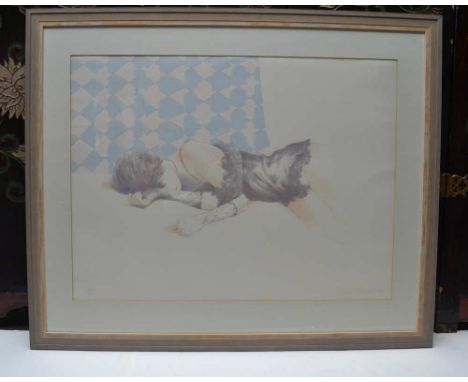 Adrian George (1944-2021), colour print, 'Afternoon' reclining woman, signed limited edition 159/150, framed, 60cm x 80cm