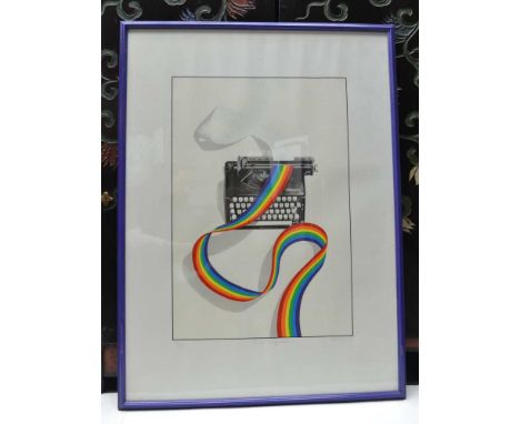 Patrick Hughes, 'The Poets Typewriter', limited edition print 79/125, signed, framed, 53cm x 36cm
