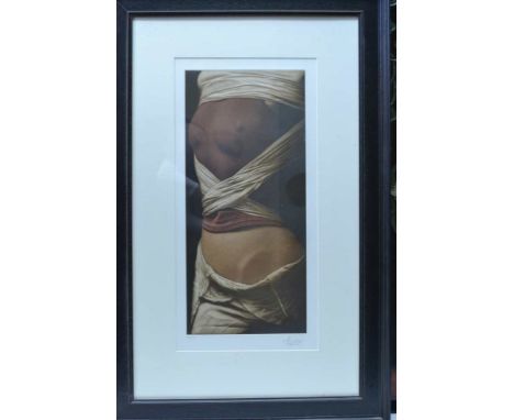 After Willi Kissmer (1951-2018), etching of a nude, framed, 60cm x 27cm