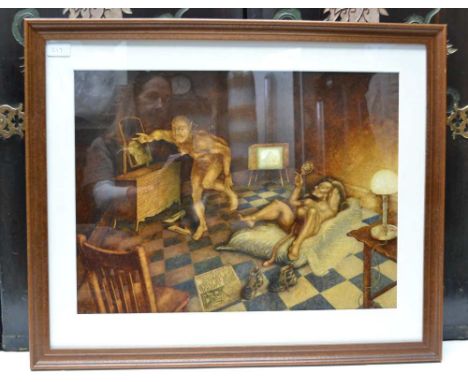 George Snow "The night has a thousand eyes" colour textured print, 40cm x 55cm