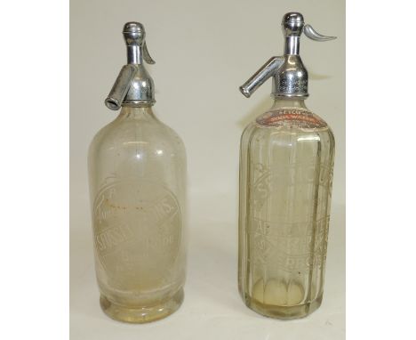 An early 20th Century soda syphon with etched panel "S Fussell & Sons Rode Brewery near Bath" with origial chrome top 30cms h