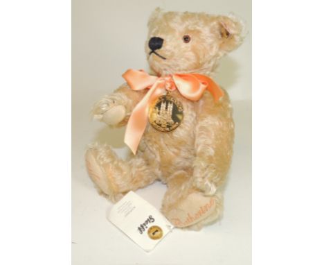 A modern Steiff teddy bear Royal Wedding 2011 "William & Catherine", 26cms high, with button, labels and medallion