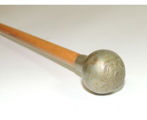 A University of London OTC malacca swagger stick with ball finial, 66.5cms long