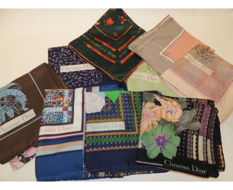CHRISTIAN DIOR - nine assorted colour printed scarves, all unboxed (9)