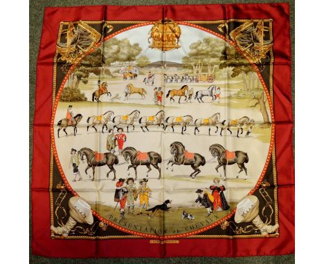 HERMES - a silk scarf Presentation de Chevaux designed by Ledoux, no box ++good