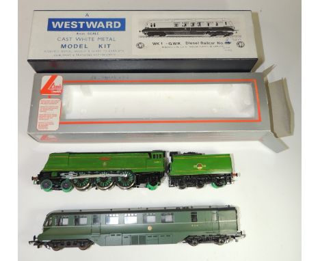 LIMA - BR Railcar W33W in green in a Westward box and a Tenshodo constructed plastic model of BR Biggin Hill loco and tender 