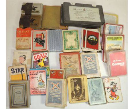 A quantity of boxed playing cards including "Orient Line to Australia"; Union Castle Mail Steamship Co Ltd.; some boxed card 