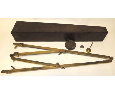 A 19th Century brass Pantograph by Cary, London, with weight, in shaped mahogany case, 70cms long