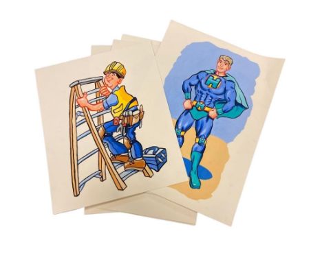 John Coatsworth : Ten original watercolour sketch drawings, each approximately 25 cm x 30 cm. (10)
