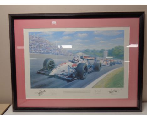 A Tony Smith signed limited edition print, Red 5 - Double World Champion, signed by Nigel Mansell, with hand drawn additions,