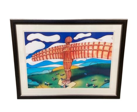 After John Coatsworth : Angel of the North, colour print, 84 cm x 59 cm, framed.