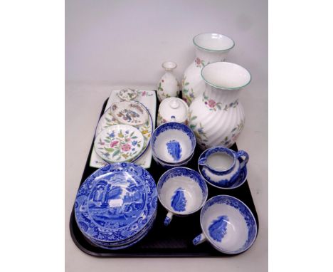 A tray of fourteen pieces of Copeland Spode Italian tea ware, together with nine pieces of Wedgwood and Minton bone china, va