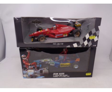 A Paul's Model Art 1:18 Grand Prix Ferrari 412T1 J. Ellesi and a Minichamps 1:18 John Ellesi first Grand Prix Victory Canada 