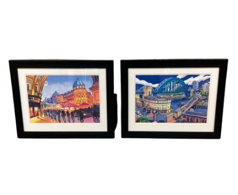 After John Coatsworth : Tynebridge and Swing Bridge, colourn print, 42 cm x 30 cm, together with a further print depicting Th