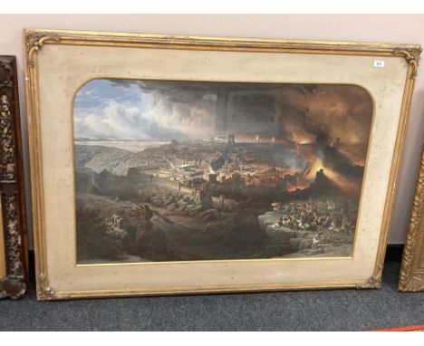 After David Roberts : The Destruction of Jerusalem, By Titus, A.D. 70, lithograph in colours, printed by Day &amp; Son, Litho