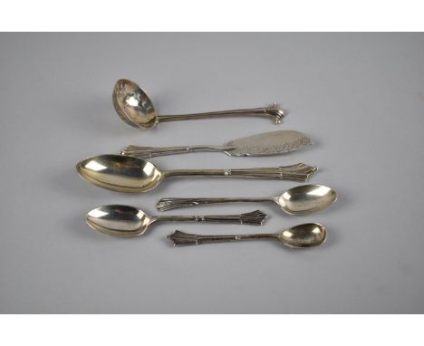 A Collection of Silver Onslow Type Handled Flatware to Comprise a Victorian Sifter Spoon, London Hallmark, a Victorian Butter