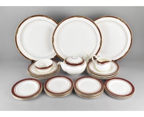 A Royal Doulton Caspian Pattern Part Service to Comprise Three Large Serving Plates, Nine Bowls, Fifteen Side Plates, Teapot,