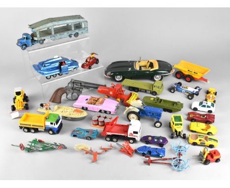 A Collection of Playworn Dinky and Other Diecast Vehicles to Include Dinky Pullmore, Dinky Pursuit Vehicle, Dinky Motor Patro