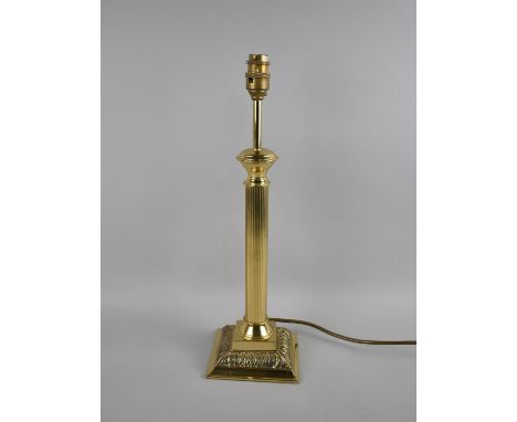 A Modern Brass Table Lamp in the Form of a Reeded Column, No Shade, 44cms High 