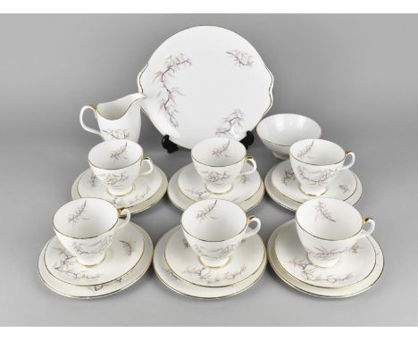 A Royal Albert 'Shalimar' Pattern Tea Set to Comprise Six Cups, Saucers, Side Plates, Milk Jug,  Sugar Bowl and a Cake Plate 