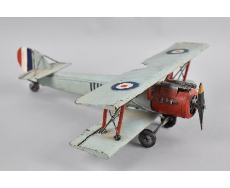 A Modern Tinplate Model of a WWI Bi-Plane, 28cms Long 