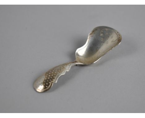 A Russian Silver Caddy Spoon with Bright Cut Decoration, 9cm 