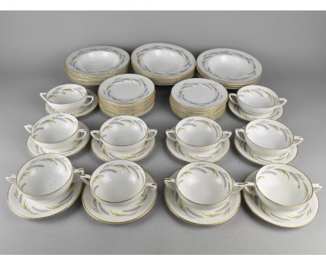 A Royal Worcester Harvest Ring Soup Set to Comprise Ten Two Handled Soup Bowls and Ten Saucers Together with Fourteen Bowls a