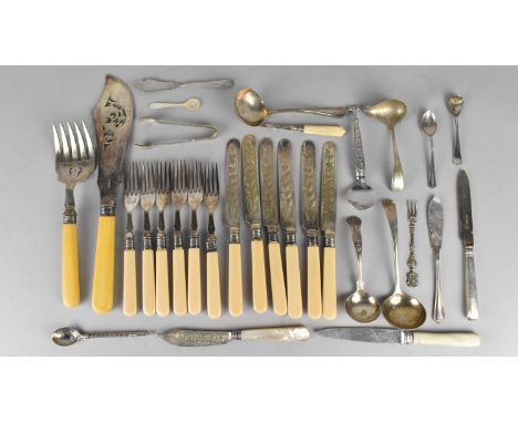 A Collection of Various Silver Plated and Other Cutlery to Comprise Set of Silver Banded Knives and Forks, Hand Crafted Spoon