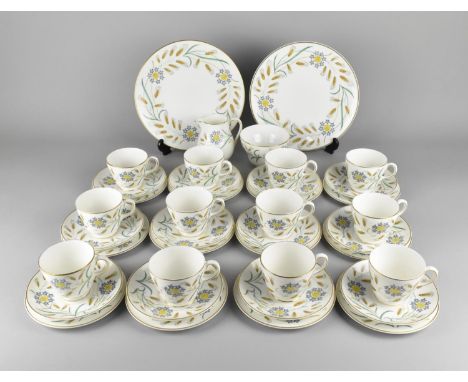 A Wedgwood Wheatear (w.4051) Tea Set to Comprise Twelve Cups, Saucers, Side Plates, Milk Jug and Sugar Bowl 