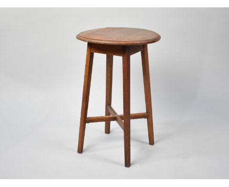 A Vintage Circular Topped Oak Plant Stand, 30cms Wide 