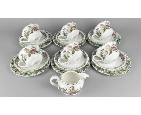 A Portmeirion China Summer Garland Tea Set to Comprise Six Cups, Saucers, Side Plates and a Milk Jug 